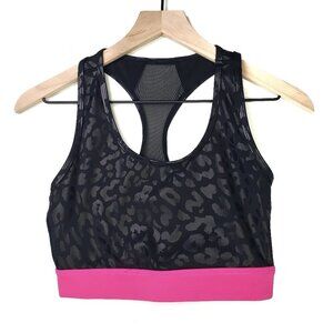 Lularoe Rise‎ Invincible Sports Bra S Leopard Black Neon Pink